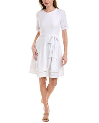 Vestido de malha com ilhós Genesis da Leota para mulheres, branco, tamanho pequeno
