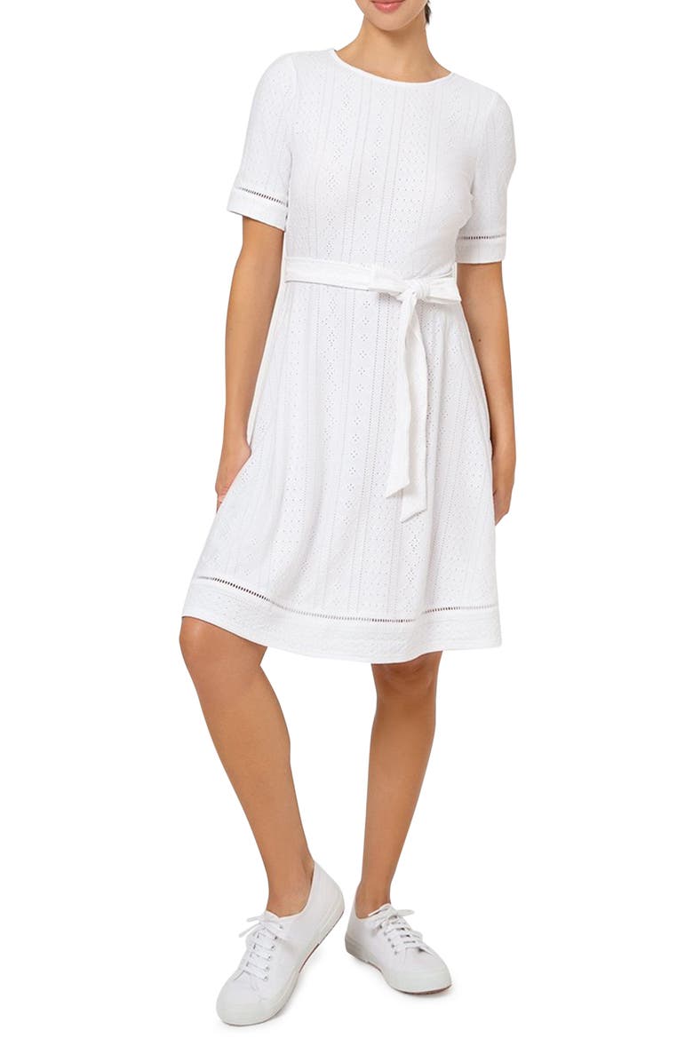 Vestido de malha com ilhós Leota Genesis, branco, tamanho XL