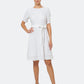 Vestido de malha com ilhós Leota Genesis, branco, tamanho XL