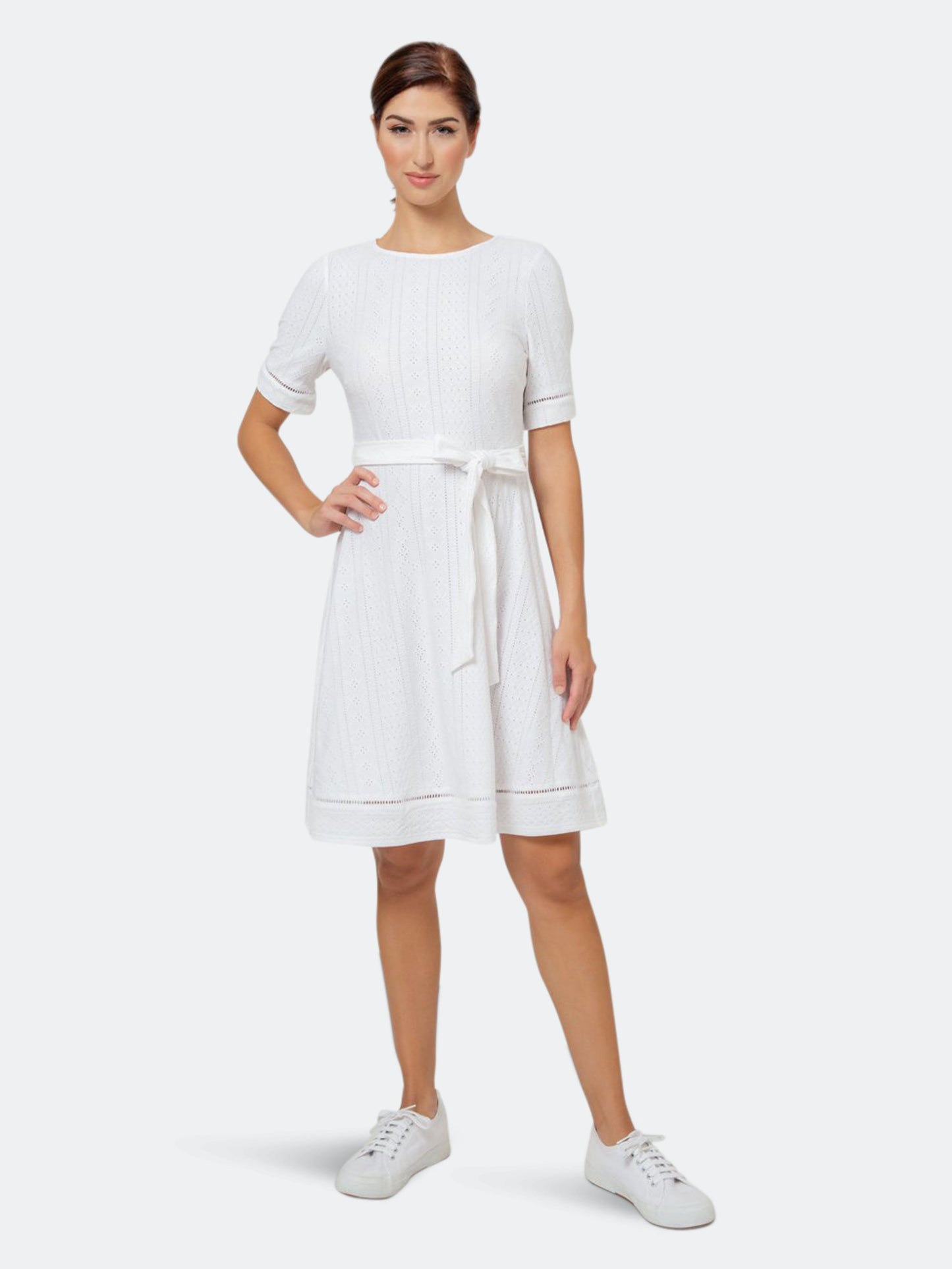 Vestido de malha com ilhós Leota Genesis, branco, tamanho XL