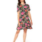 Vestido Leota Serenity Garden Party Preto Multicolorido