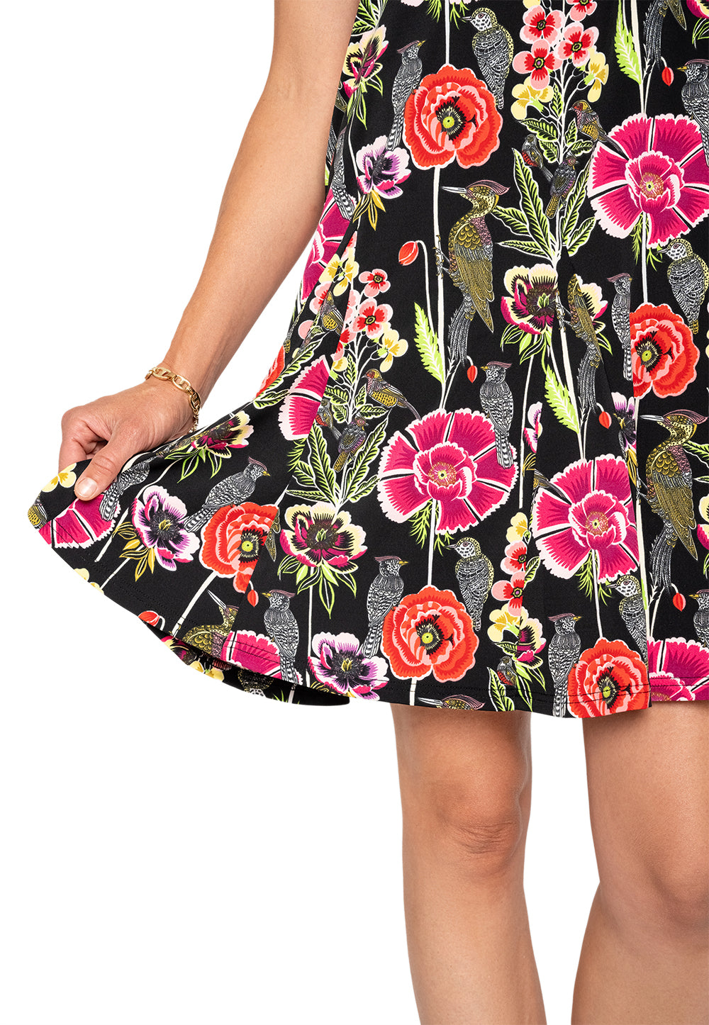 Vestido Leota Serenity Garden Party Preto Multicolorido