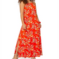 Vestido longo com estampa floral Cameron da Leota para mulheres, vermelho, tamanho pequeno