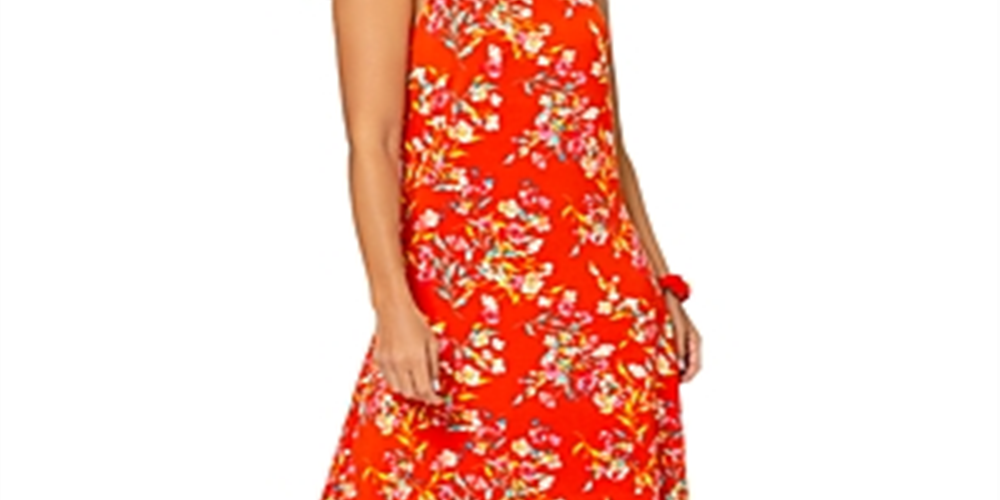 Vestido longo com estampa floral Cameron da Leota para mulheres, vermelho, tamanho pequeno