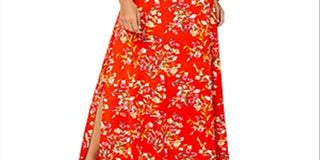 Vestido longo com estampa floral Cameron da Leota para mulheres, vermelho, tamanho pequeno