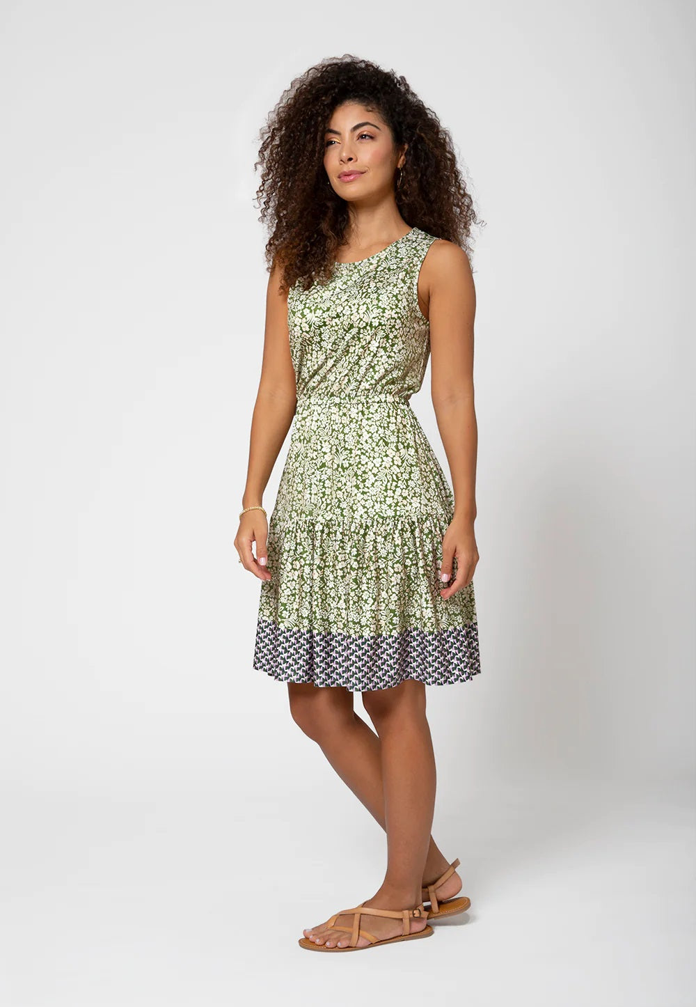 Vestido com estampa floral Kristen da Leota para mulheres, verde
