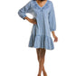 Vestido bordado Luna feminino Leota azul tamanho XX-G
