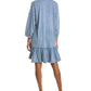 Vestido Luna Bordado Leota Feminino em Azul Chambray XL Lord &amp; Taylor Azul Tamanho XL