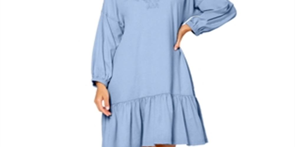 Vestido bordado Luna feminino Leota azul tamanho XX-G