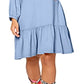 Vestido Luna Bordado Leota Feminino em Azul Chambray Pequeno Azul Lord &amp; Taylor Tamanho P