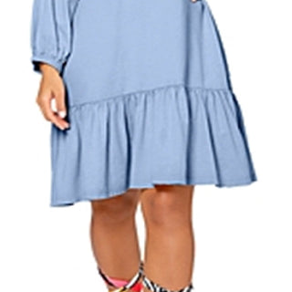 Leota Women's Embroidered Luna Dress in Chambray Blue Large Lord & Taylor Blue