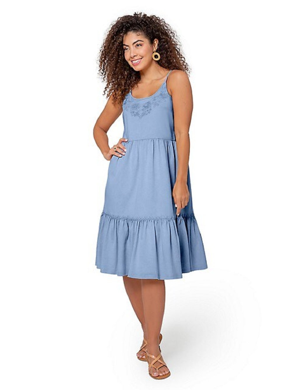 Vestido Esmeralda Leota Feminino em Azul Chambray XS Azul Lord &amp; Taylor Tamanho XS