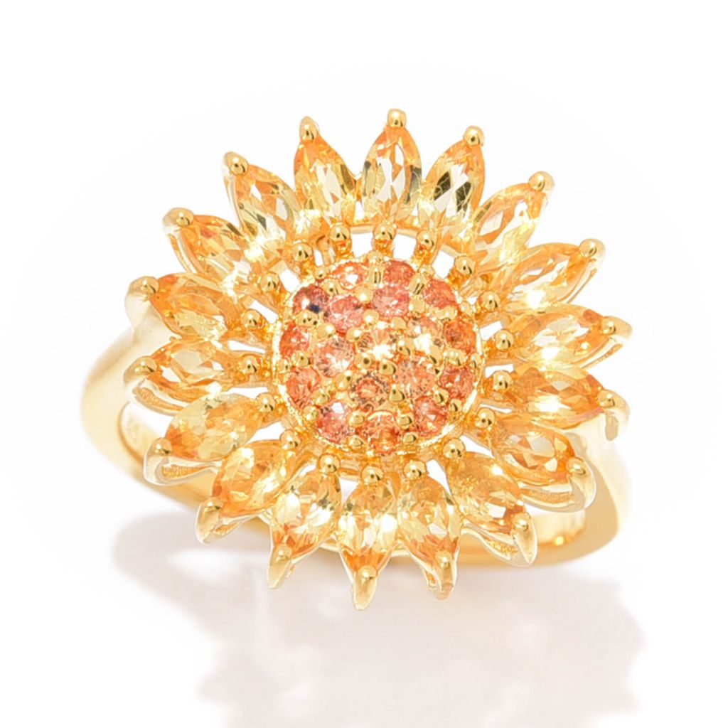 Anel de girassol com safira laranja e citrino 18K Vermeil 1,80ct da Gem Treasures