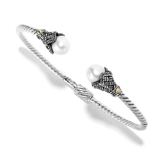 Pulseira de punho com cabo trançado artesanal de prata da Samuel B. Choice of Gem