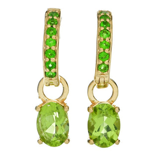 Brincos com pingente de peridoto do Arizona e diopsídio cromado banhados a ouro 18K de 1,82 quilates