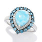 Gem Treasures Escolha de Formato Anel Duplo Halo Larimar e Gemstone