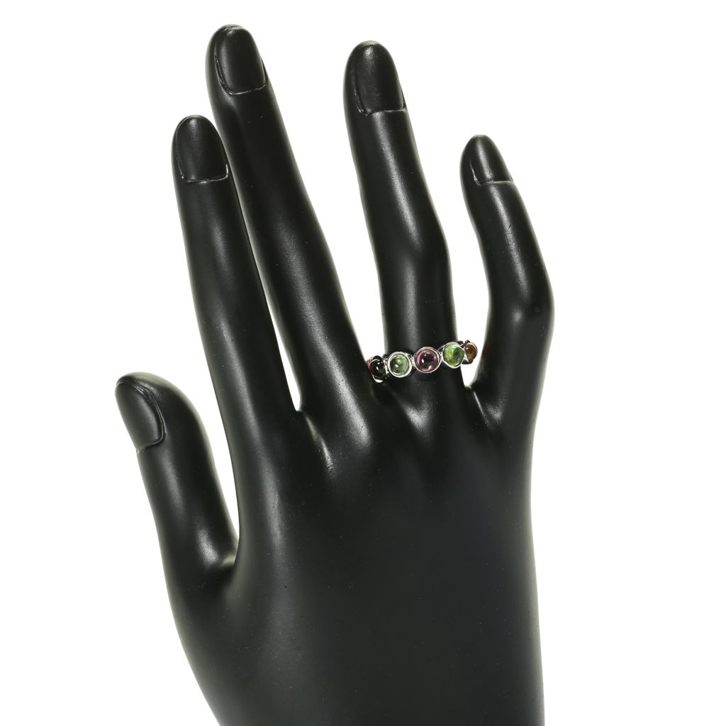 Anel Eternity com Turmalina Multiplamente Banhado em Platina de 3,84ctw