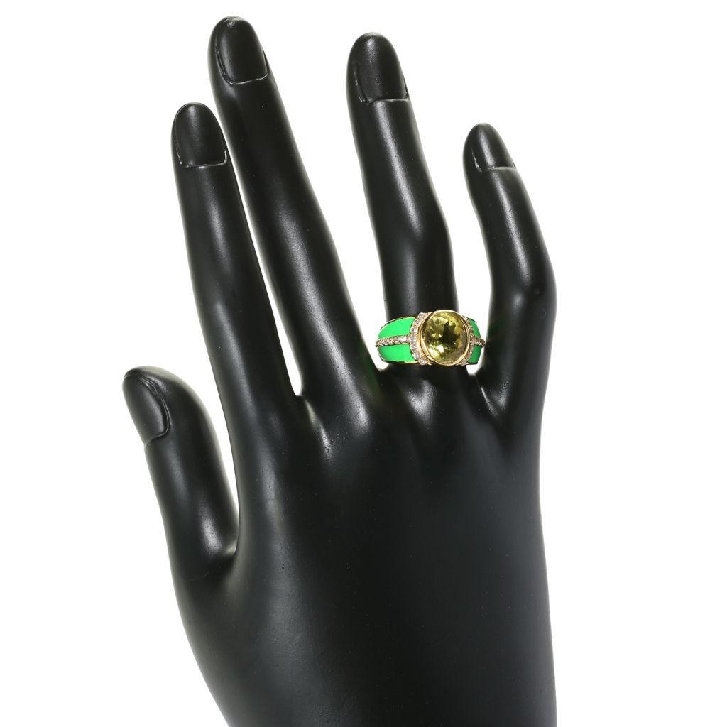 Anel de esmalte halo banhado a ouro 18K de 10x8 mm com escolha de pedras preciosas e zircônias