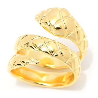 Anel envolvente texturizado de cobra banhado a ouro 18K Toscana Italiana
