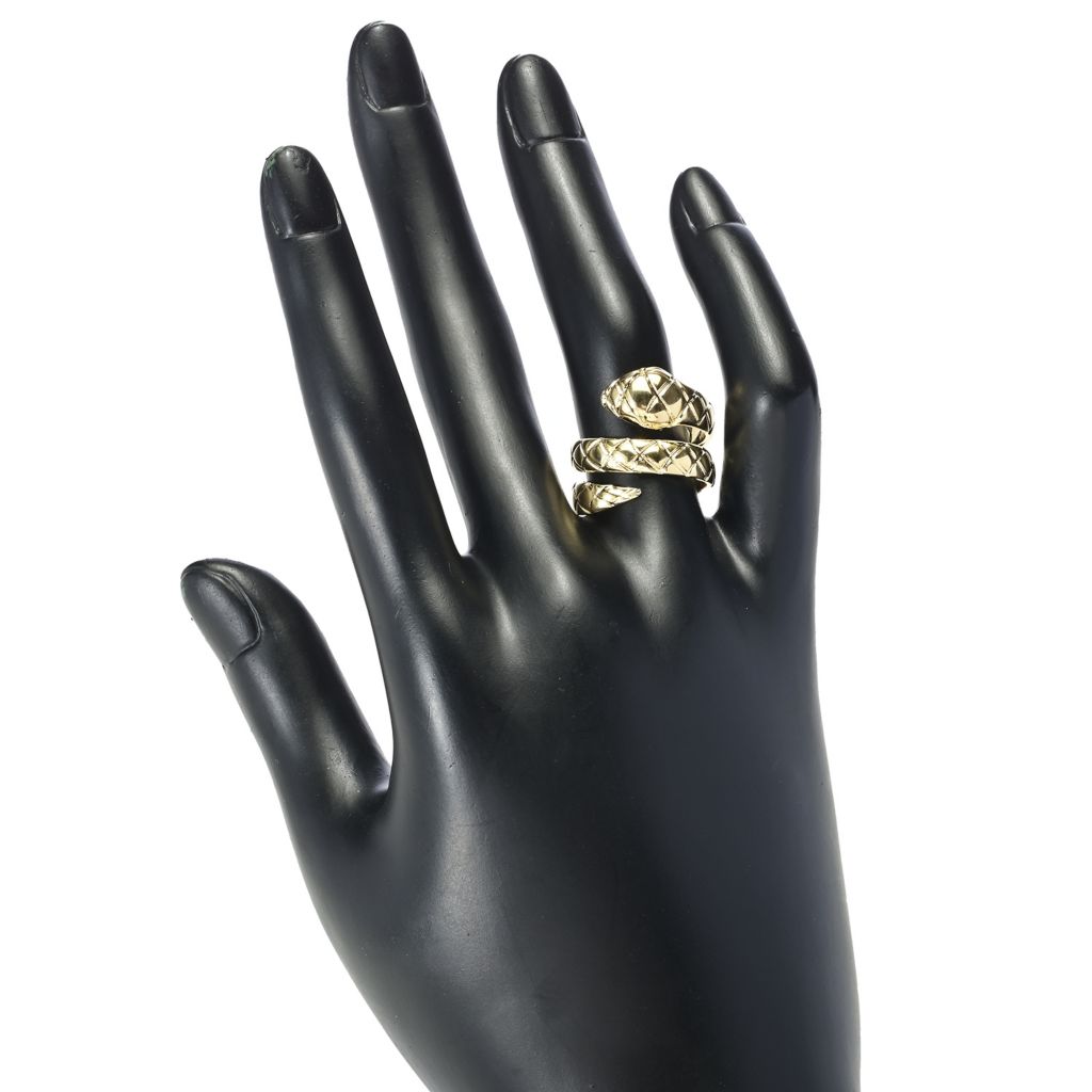 Anel envolvente texturizado de cobra banhado a ouro 18K Toscana Italiana