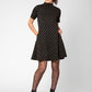 Vestido Leota Feminino Anya com Bolinhas e Ajuste Flare, Preto, Tamanho Médio