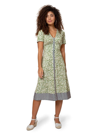 Vestido floral midi Francesca feminino Leota verde tamanho grande