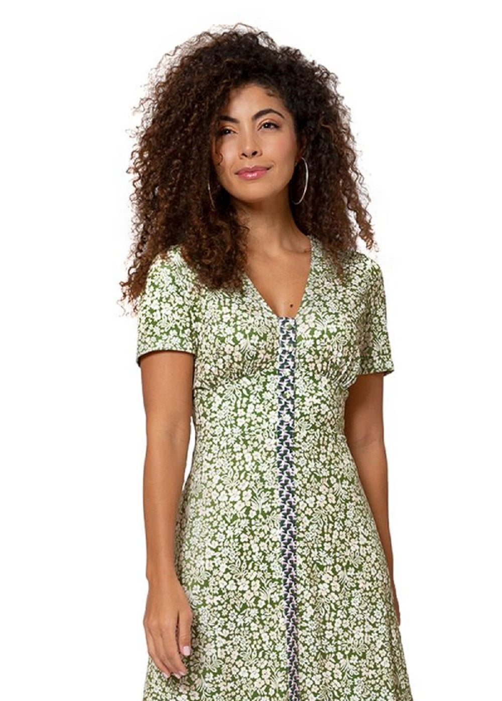 Vestido floral midi Francesca feminino Leota verde tamanho grande