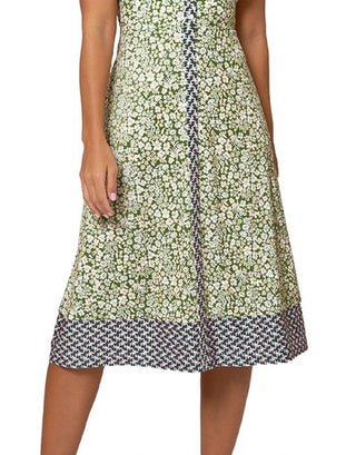 Vestido floral midi Francesca feminino Leota verde tamanho grande