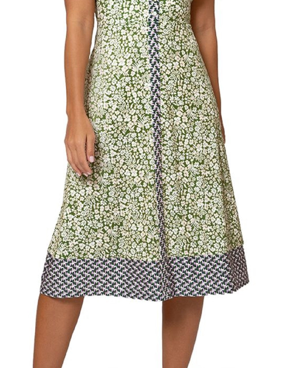 Vestido Leota Feminino Jasmine Field Border Twist of Lime Lord &amp; Taylor com Faixa Francesca Verde