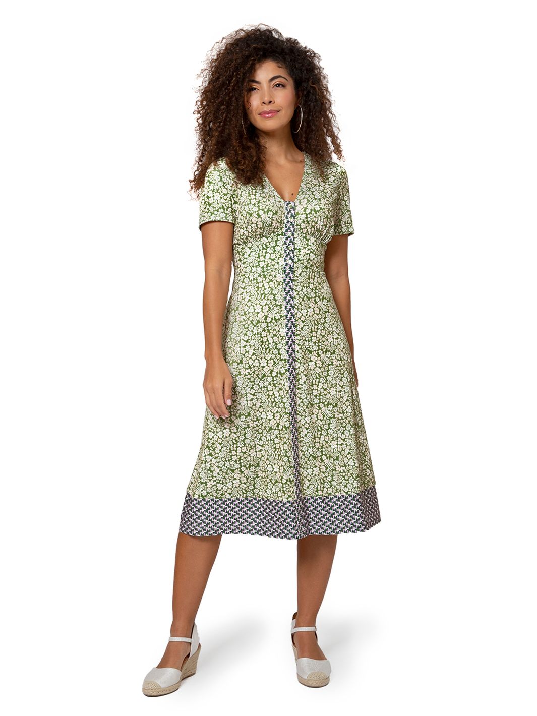 Vestido Leota Feminino Jasmine Field Border Twist of Lime Lord &amp; Taylor com Faixa Francesca Verde