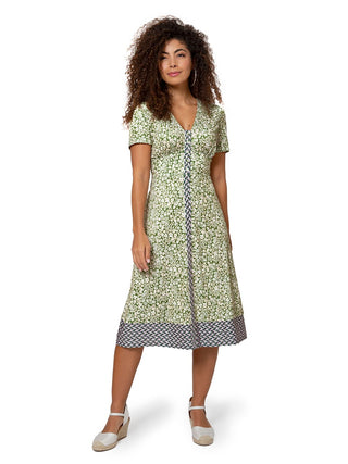 Vestido floral midi Francesca feminino Leota verde tamanho grande
