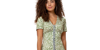 Vestido Leota Feminino Jasmine Field Border Twist of Lime Lord &amp; Taylor com Faixa Francesca Verde