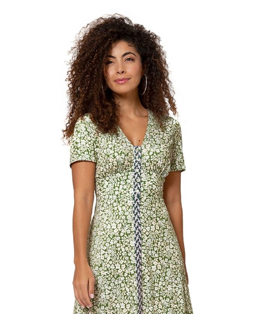 Vestido floral midi Francesca feminino Leota verde tamanho X-S