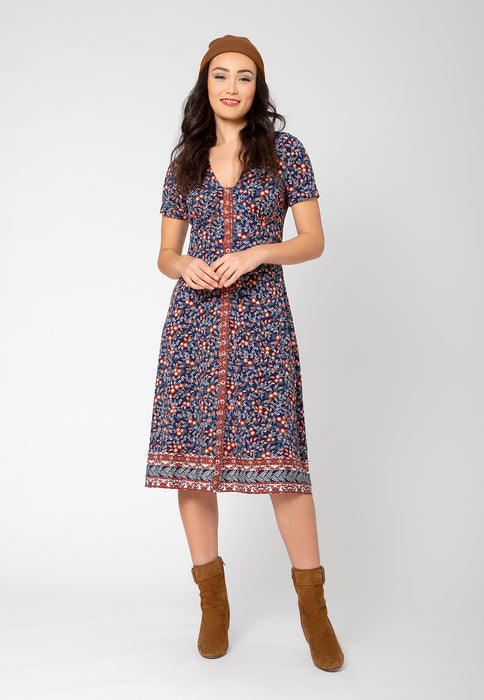 Vestido midi com decote em V Francesca da Leota para mulheres