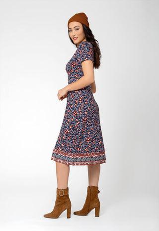 Vestido midi com decote em V Francesca da Leota para mulheres