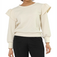 Moletom feminino Leota Ashley com babados nos ombros, branco, tamanho pequeno