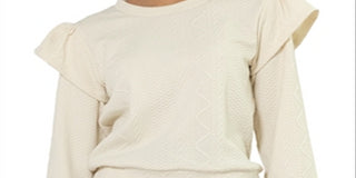 Leota Women's Ashley Ruffle Shoulder Sweatshirt White