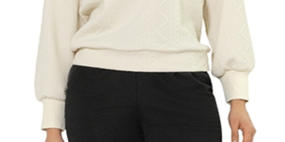 Moletom feminino Leota Ashley com babados nos ombros, branco, tamanho pequeno