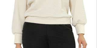 Moletom feminino Leota Ashley com babados nos ombros, branco, tamanho pequeno