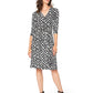 Vestido feminino Leota's Wrap com manga 3/4 Zig Zag Preto e Branco
