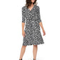 Vestido feminino Leota's Wrap com manga 3/4 Zig Zag Preto e Branco