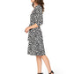 Vestido feminino Leota's Wrap com manga 3/4 Zig Zag Preto e Branco
