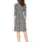 Vestido feminino Leota's Wrap com manga 3/4 Zig Zag Preto e Branco