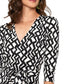 Vestido feminino Leota's Wrap com manga 3/4 Zig Zag Preto e Branco
