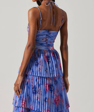 Astr - Vestido longo floral plissado Daytona