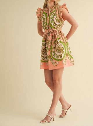 &amp;Merci - Vestido curto estampado com mangas esvoaçantes