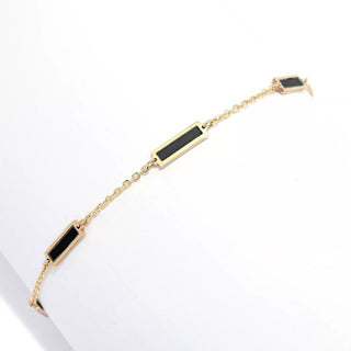 Pulseira de elos de cabo da estação de pedras preciosas em ouro 14K da Sabrina Designs