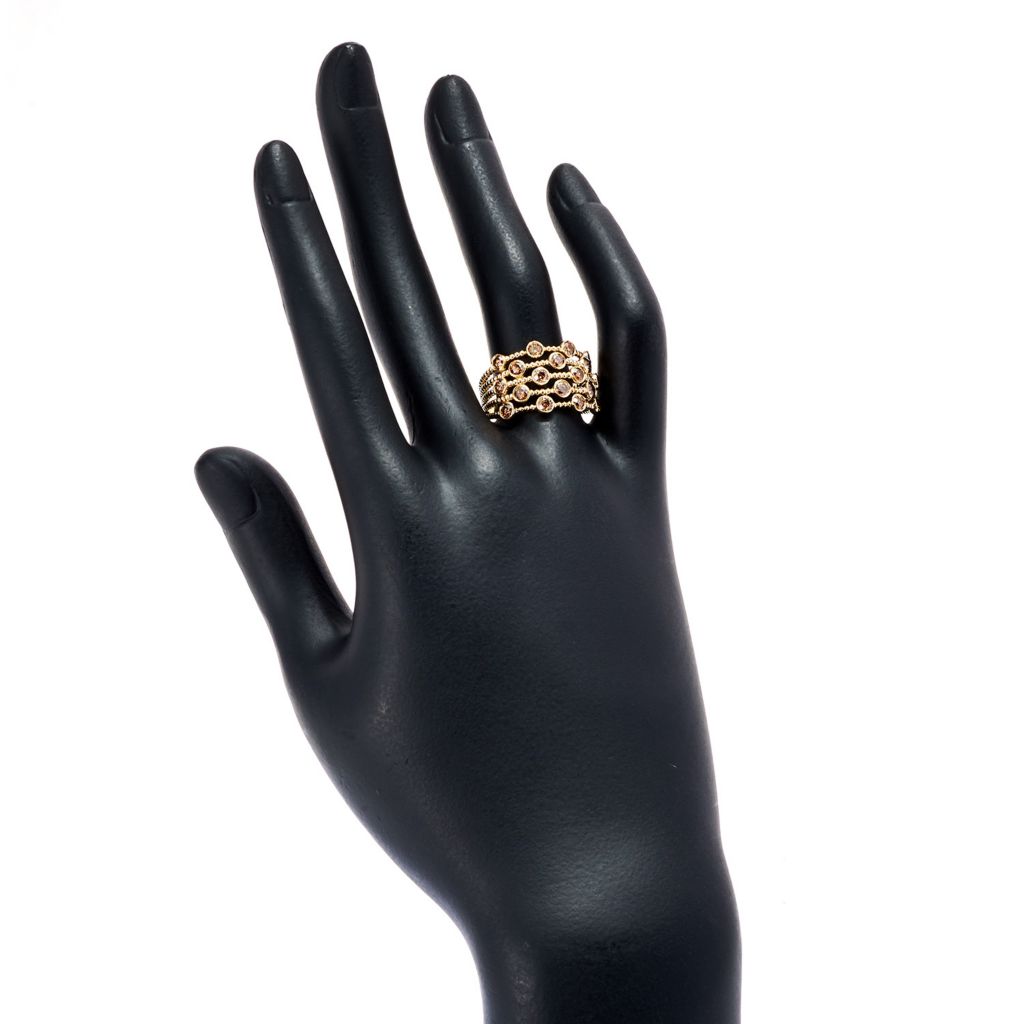 Anel Gems of Distinction em ouro 14K com diamante champanhe de 1,29 quilates e 5 fileiras