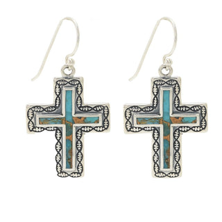 Brincos pendentes em forma de cruz turquesa da Southwest Elements Choice of Mohave