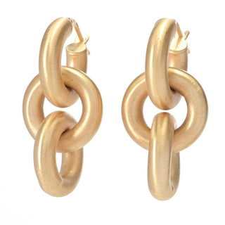 Brincos Setosa Rolo Triple Link banhados a ouro 18K Toscana Italiana